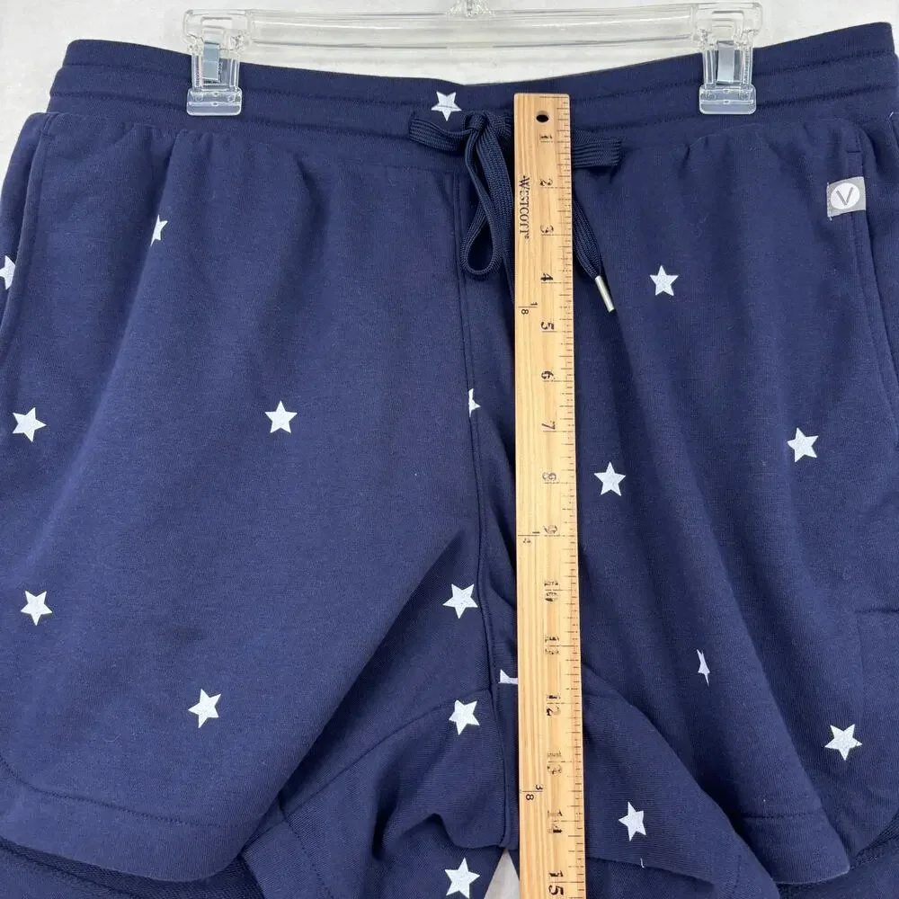LIVI Pull On Shorts Size 14/16 Navy Blue Star Print Drawstring Pockets Patriotic